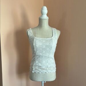 Vintage Dress Barn White Lace Fitted Tank Top Size M Fairy Whimsigoth 90s Y2K